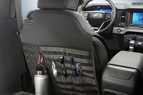 Discover Ford Bronco Accessories in PR, Seat Covers - Neoprene By Coverking, With Molle Straps, Front, Black, For 2-Door